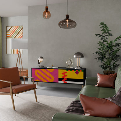 VIVID ART TV-bänk med 3 dörrar i svart finish