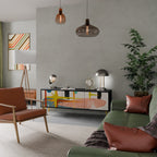 INTERSTELLAR VIBES 3-Door TV Stand in Black Finish