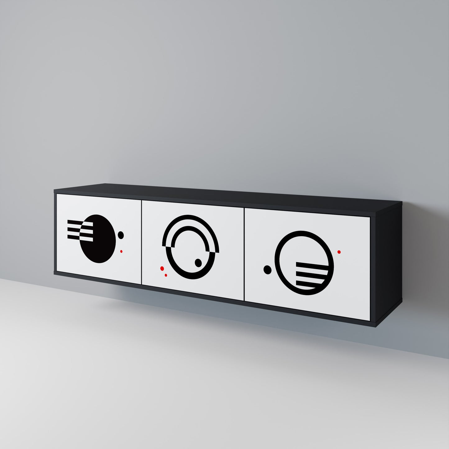 BLACK AND WHITE COMBINATION TV-bänk med 3 dörrar