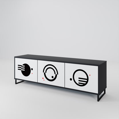 BLACK AND WHITE COMBINATION TV-bänk med 3 dörrar