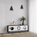 BLACK AND WHITE COMBINATION 3-Door TV Stand in Black Finish