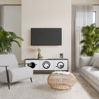 BLACK AND WHITE COMBINATION 3-Door TV Stand in Black Finish