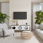 BLACK AND WHITE COMBINATION 3-Door TV Stand in Black Finish