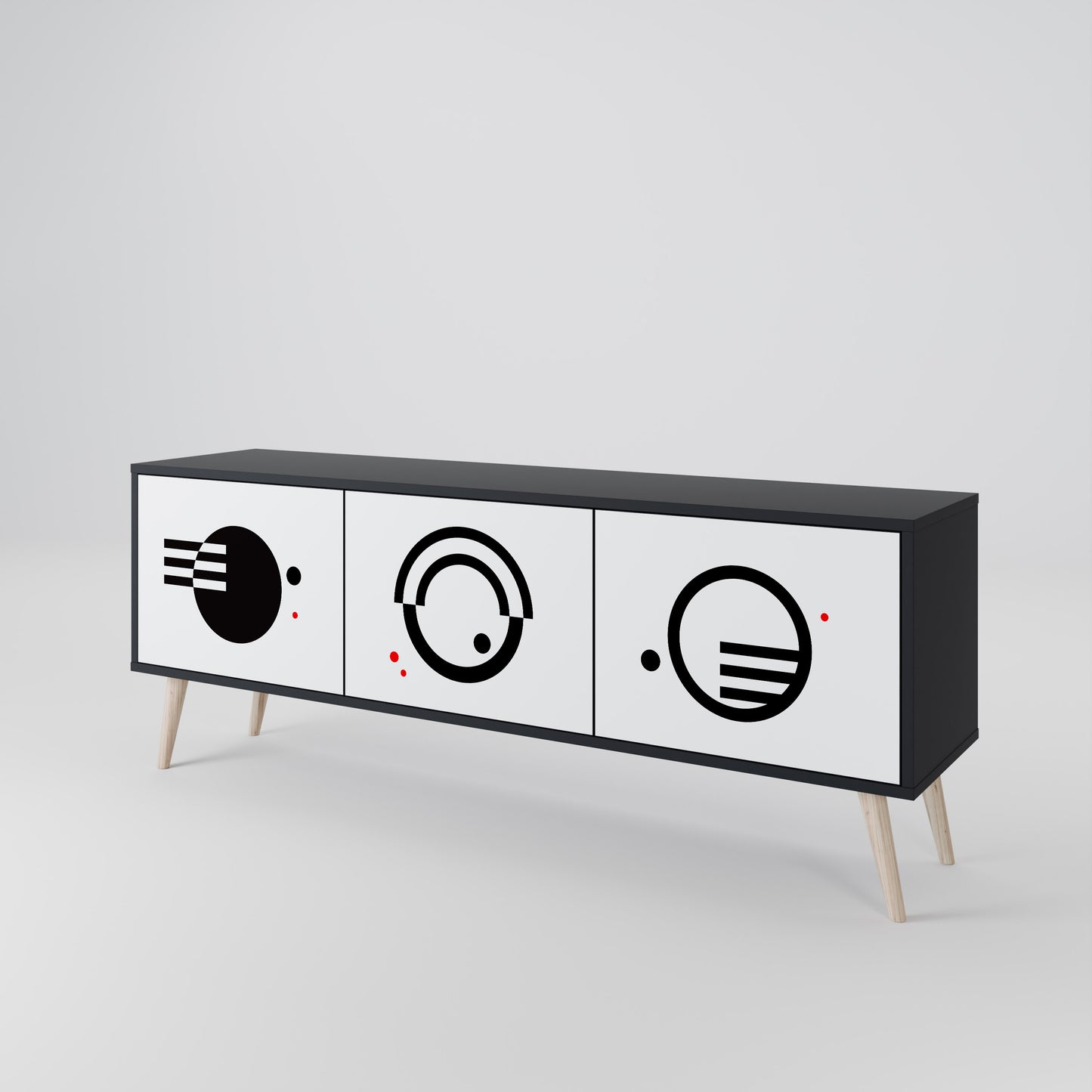 BLACK AND WHITE COMBINATION TV-bänk med 3 dörrar