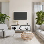 BLACK AND WHITE COMBINATION 3-Door TV Stand in Black Finish