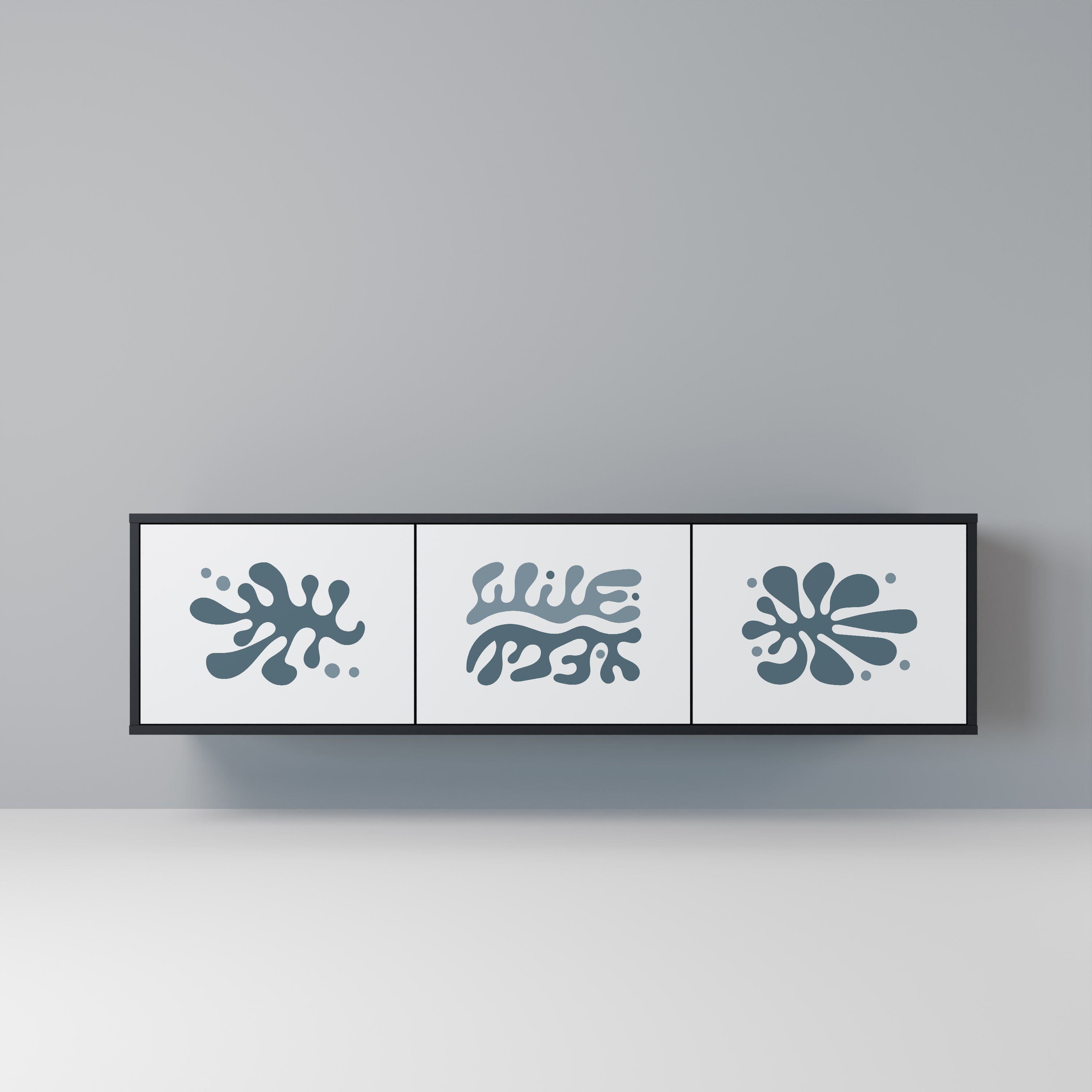 WONDERLAND VEGETATION TV-bänk med 3 dörrar i svart finish