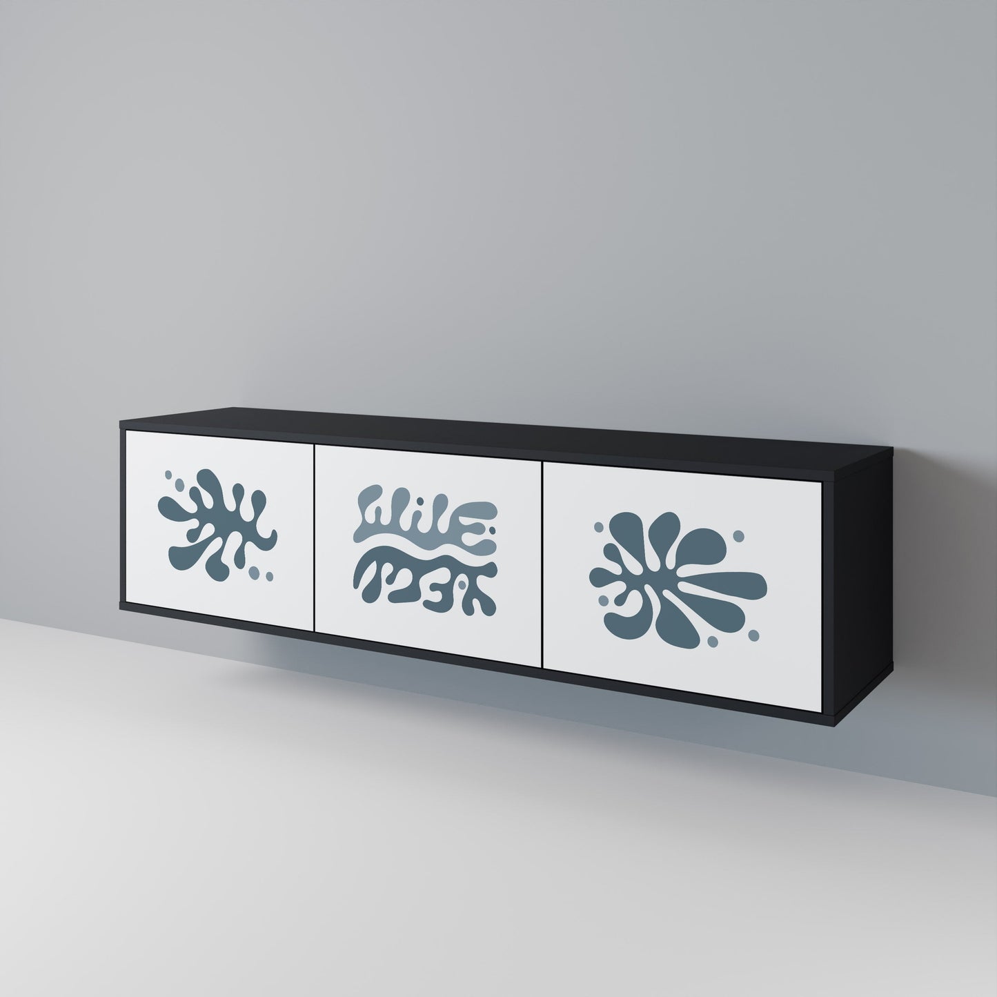 WONDERLAND VEGETATION TV-bänk med 3 dörrar i svart finish