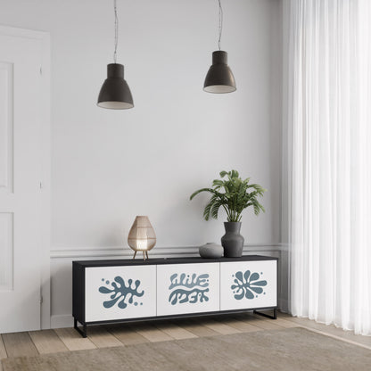 WONDERLAND VEGETATION TV-bänk med 3 dörrar i svart finish