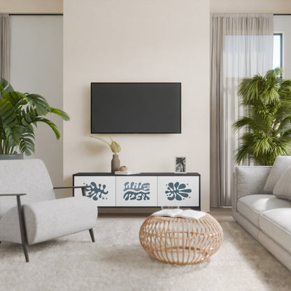 WONDERLAND VEGETATION TV-bänk med 3 dörrar i svart finish