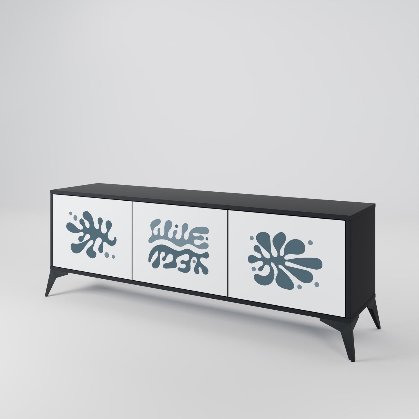 WONDERLAND VEGETATION TV-bänk med 3 dörrar i svart finish
