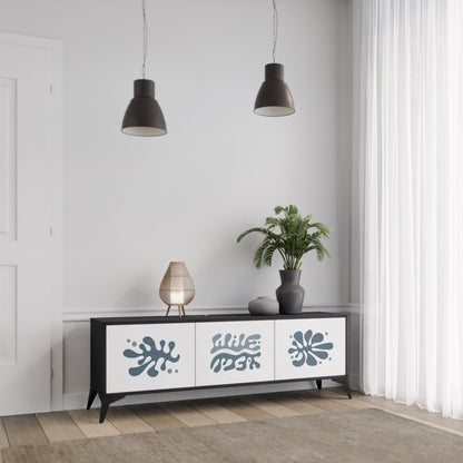 WONDERLAND VEGETATION TV-bänk med 3 dörrar i svart finish