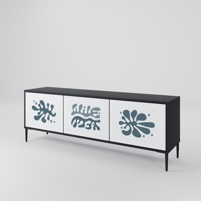 WONDERLAND VEGETATION TV-bänk med 3 dörrar i svart finish