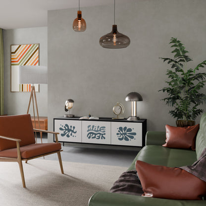 WONDERLAND VEGETATION TV-bänk med 3 dörrar i svart finish