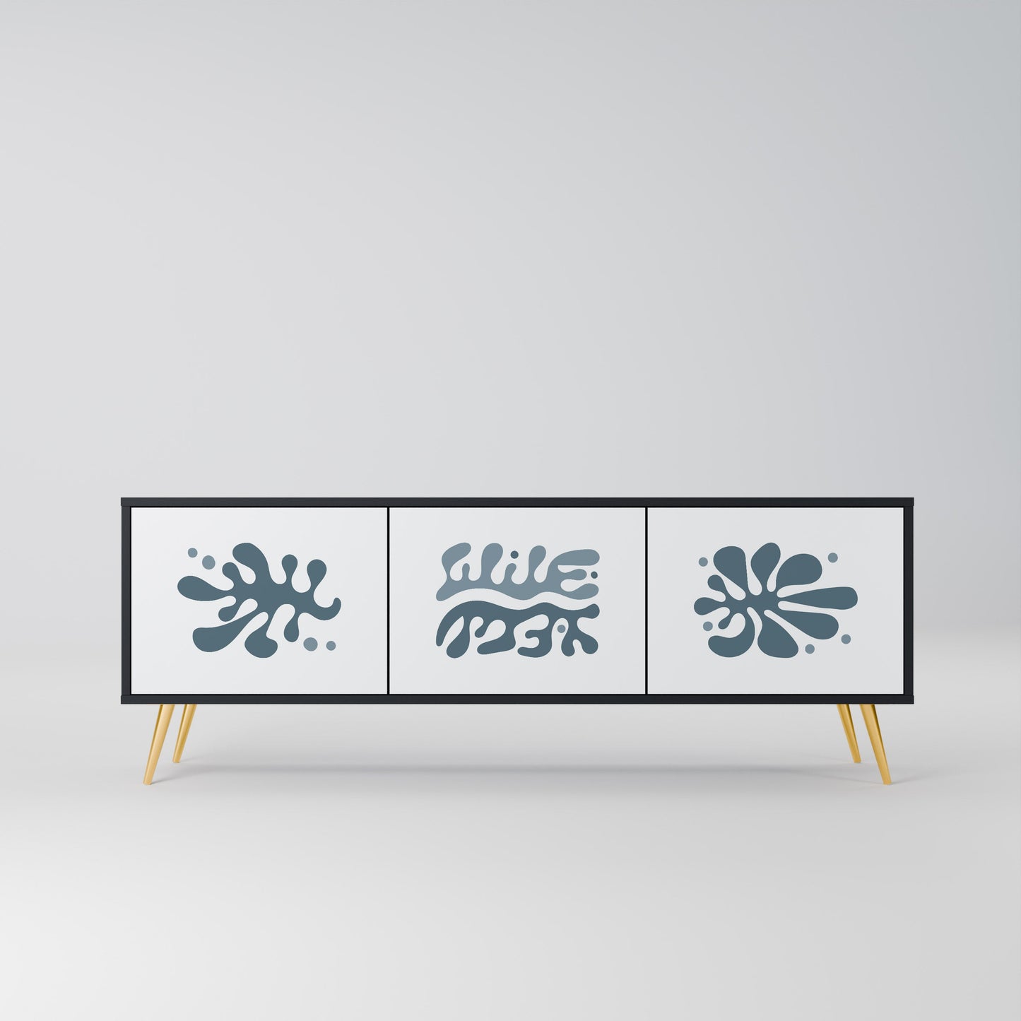 WONDERLAND VEGETATION TV-bänk med 3 dörrar i svart finish