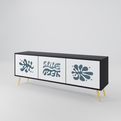 WONDERLAND VEGETATION TV-bänk med 3 dörrar i svart finish