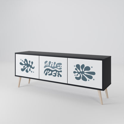 WONDERLAND VEGETATION TV-bänk med 3 dörrar i svart finish