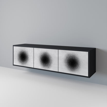BLACK HOLE TV-bänk med 3 dörrar i svart finish
