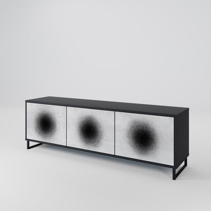 BLACK HOLE TV-bänk med 3 dörrar i svart finish