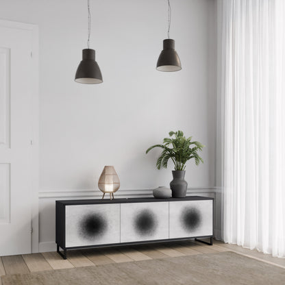 BLACK HOLE TV-bänk med 3 dörrar i svart finish