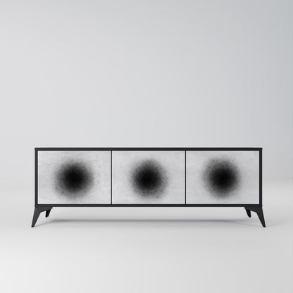 BLACK HOLE TV-bänk med 3 dörrar i svart finish