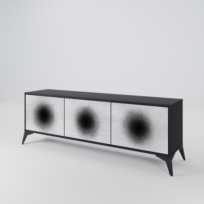 BLACK HOLE TV-bänk med 3 dörrar i svart finish