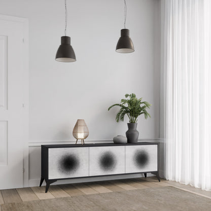 BLACK HOLE TV-bänk med 3 dörrar i svart finish