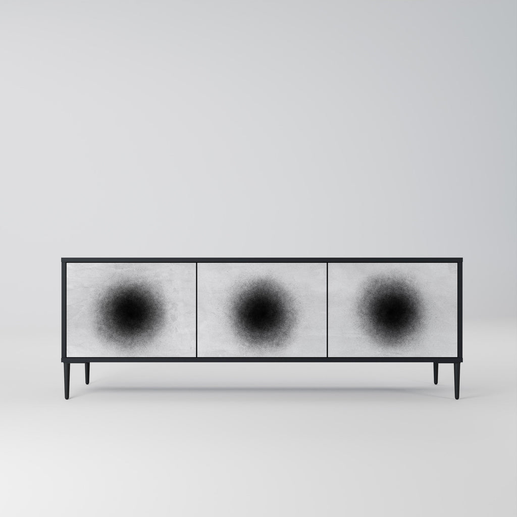 BLACK HOLE TV-bänk med 3 dörrar i svart finish