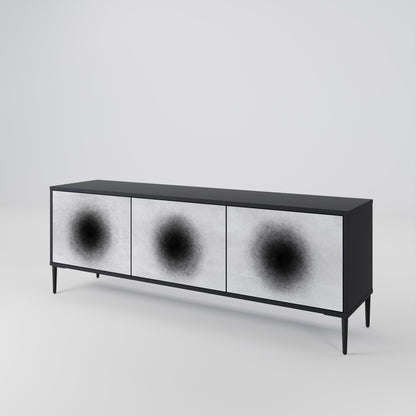BLACK HOLE TV-bänk med 3 dörrar i svart finish