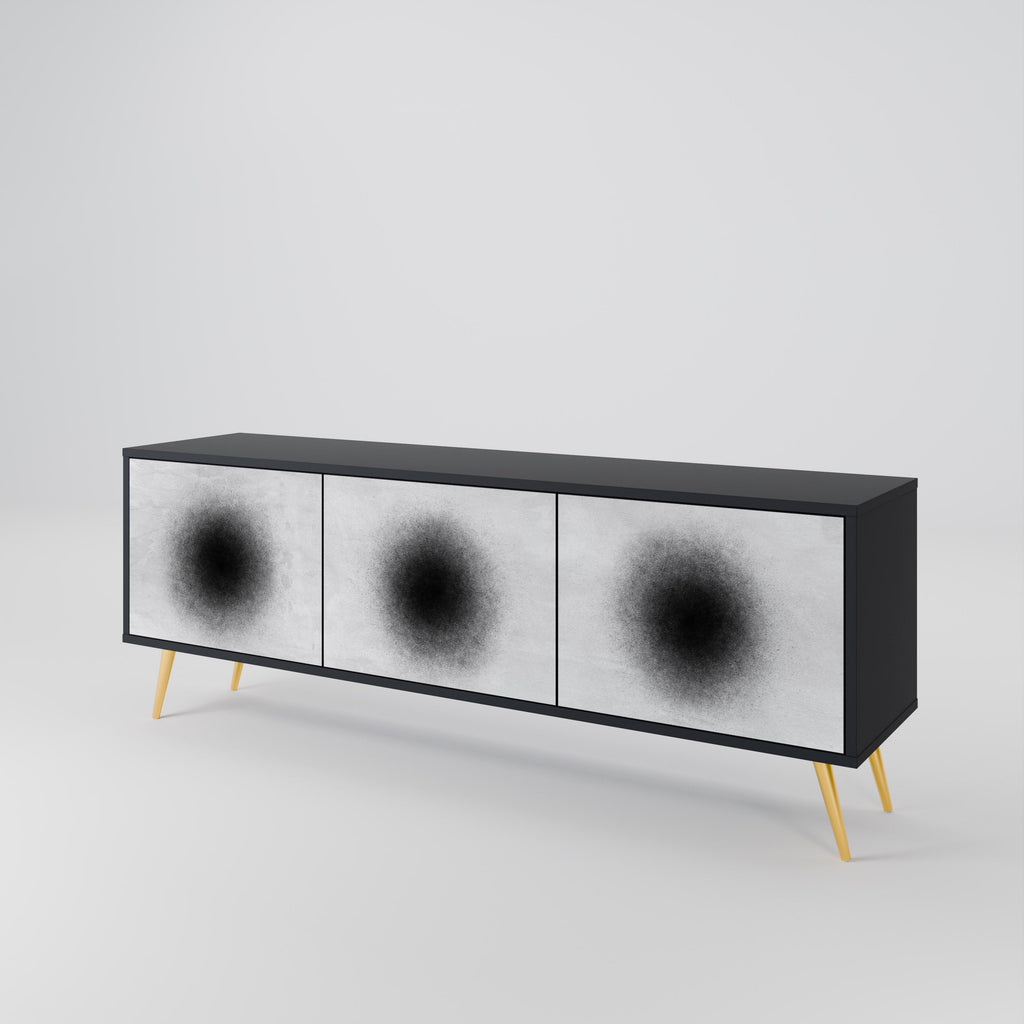 BLACK HOLE TV-bänk med 3 dörrar i svart finish