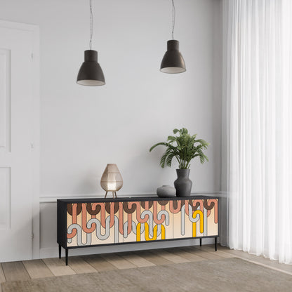 COLORFUL STRINGS 3-Door TV Stand in Black Finish