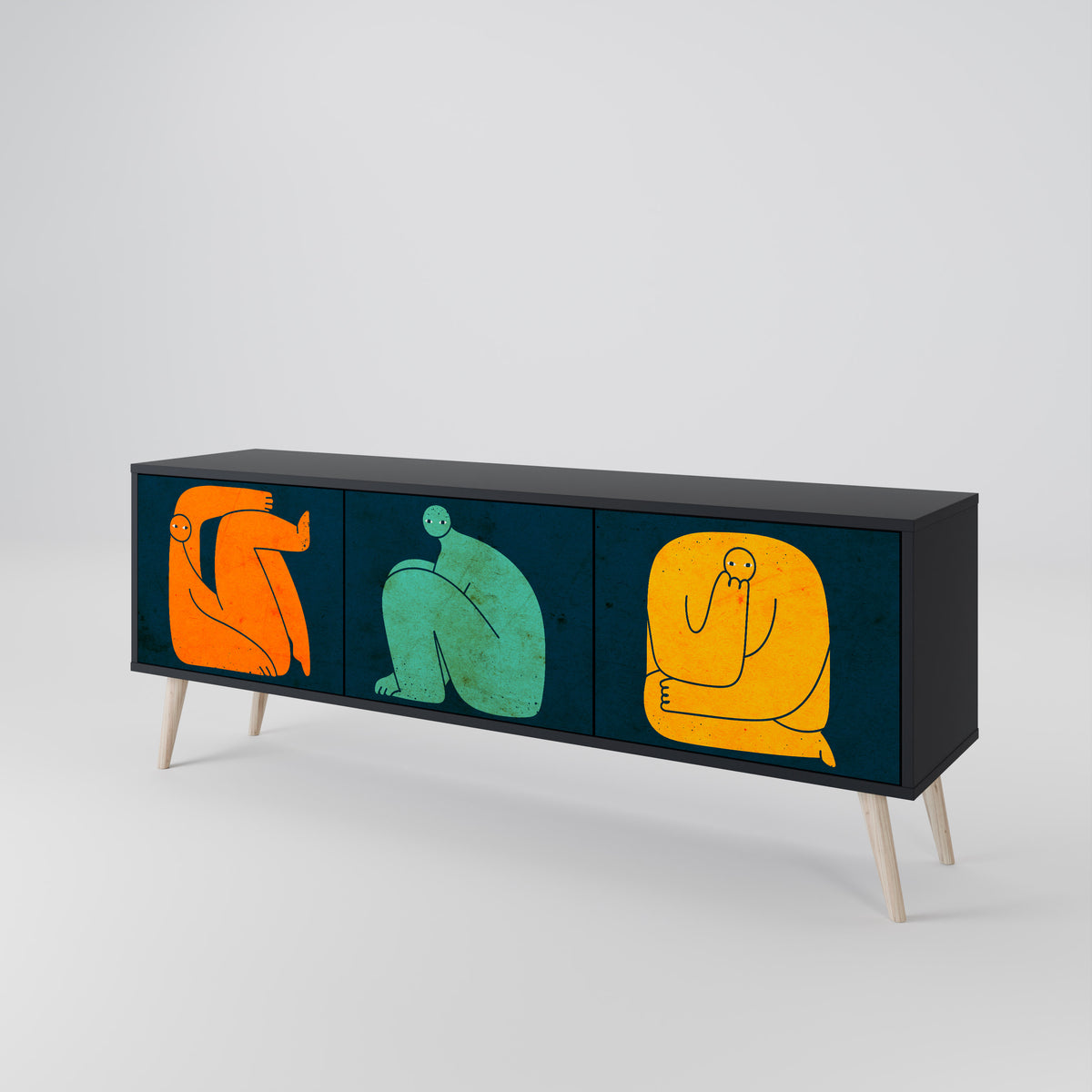 TOGETHER BUT SEPARATELY TV-bänk med 3 dörrar