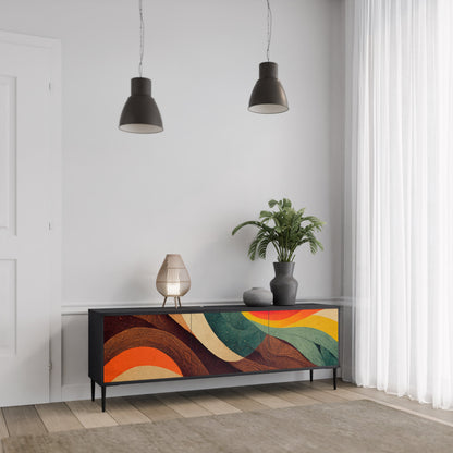 COLORFUL STRANDS TV-bänk med 3 dörrar i svart finish