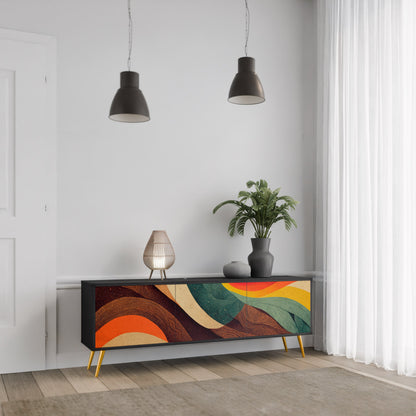 COLORFUL STRANDS TV-bänk med 3 dörrar i svart finish