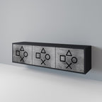 GAMER CHOICE TV-bänk med 3 dörrar i svart finish