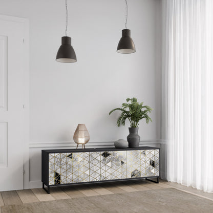 ASHEN ARIA TV-bänk med 3 dörrar i svart finish