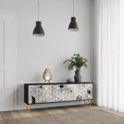 ASHEN ARIA TV-bänk med 3 dörrar i svart finish