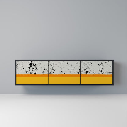 DYED BY ORANGE 3-Door TV Stand in Black Finish