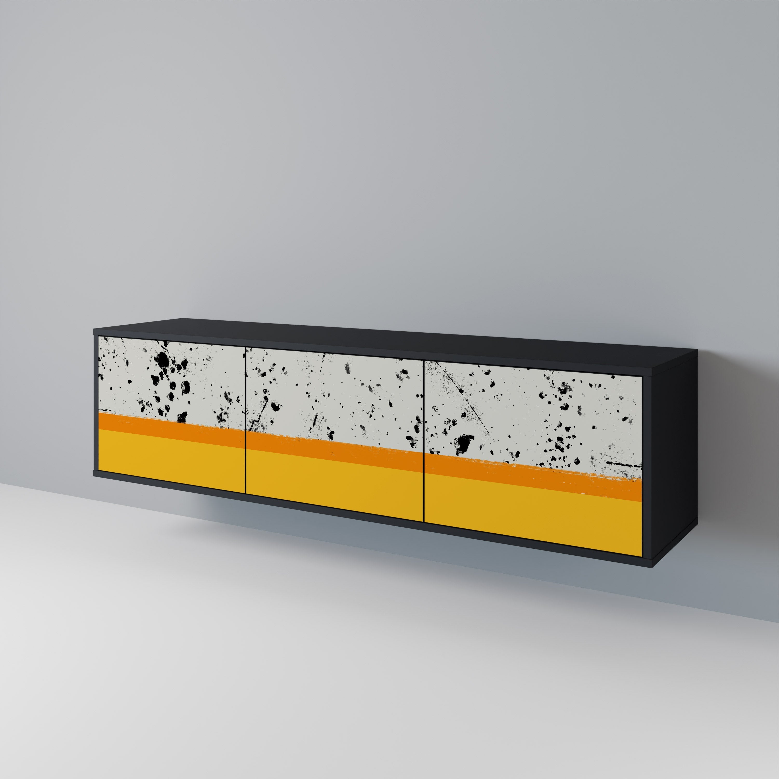 DYED BY ORANGE TV-bänk med 3 dörrar i svart finish