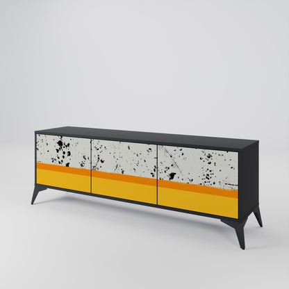 DYED BY ORANGE 3-Door TV Stand in Black Finish