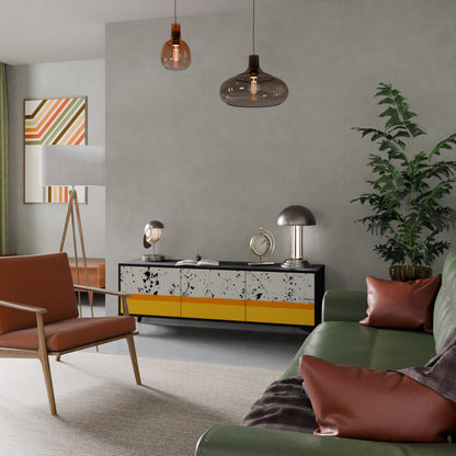 DYED BY ORANGE 3-Door TV Stand in Black Finish