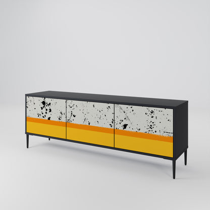 DYED BY ORANGE 3-Door TV Stand in Black Finish