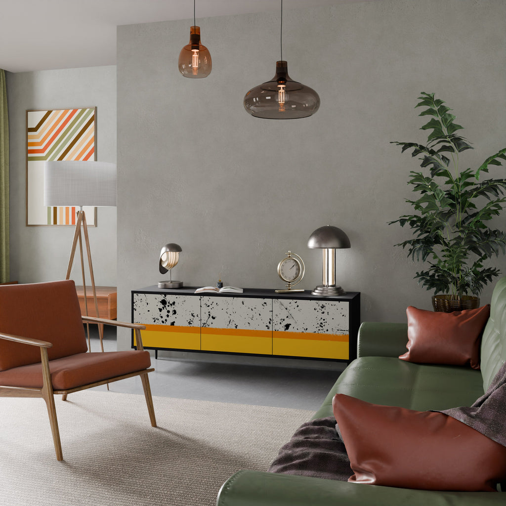 DYED BY ORANGE TV-bänk med 3 dörrar i svart finish