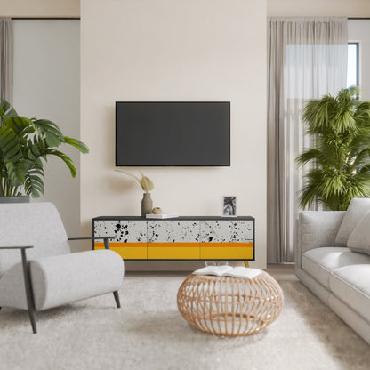 DYED BY ORANGE 3-Door TV Stand in Black Finish