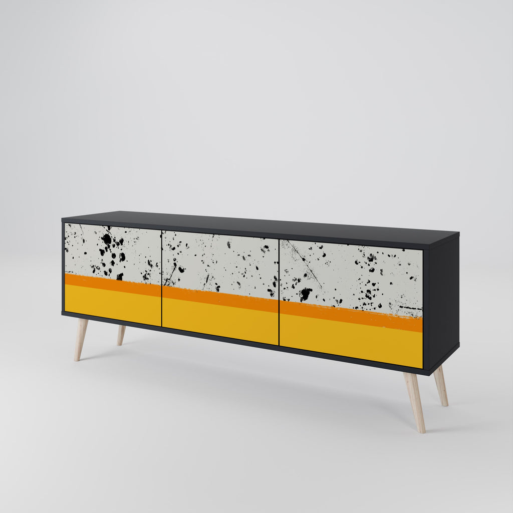 DYED BY ORANGE TV-bänk med 3 dörrar i svart finish