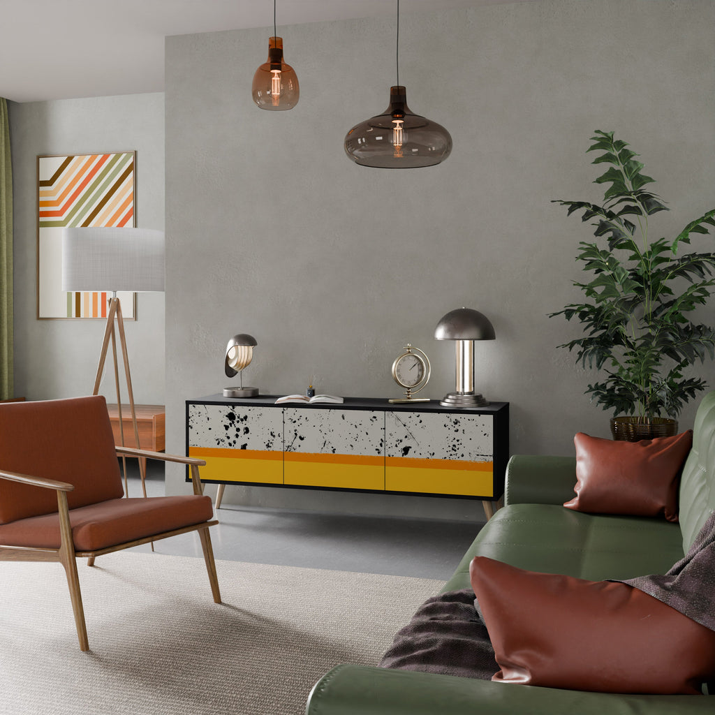 DYED BY ORANGE TV-bänk med 3 dörrar i svart finish