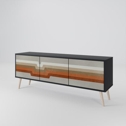 PECULIAR TRAIL 3-Door TV Stand in Black Finish
