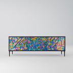 MEMORIES MAP TV-bänk med 3 dörrar i svart finish