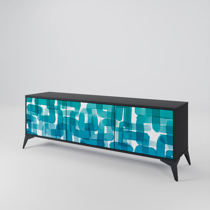 TURQUOISE RECTANGLES TV-bänk med 3 dörrar
