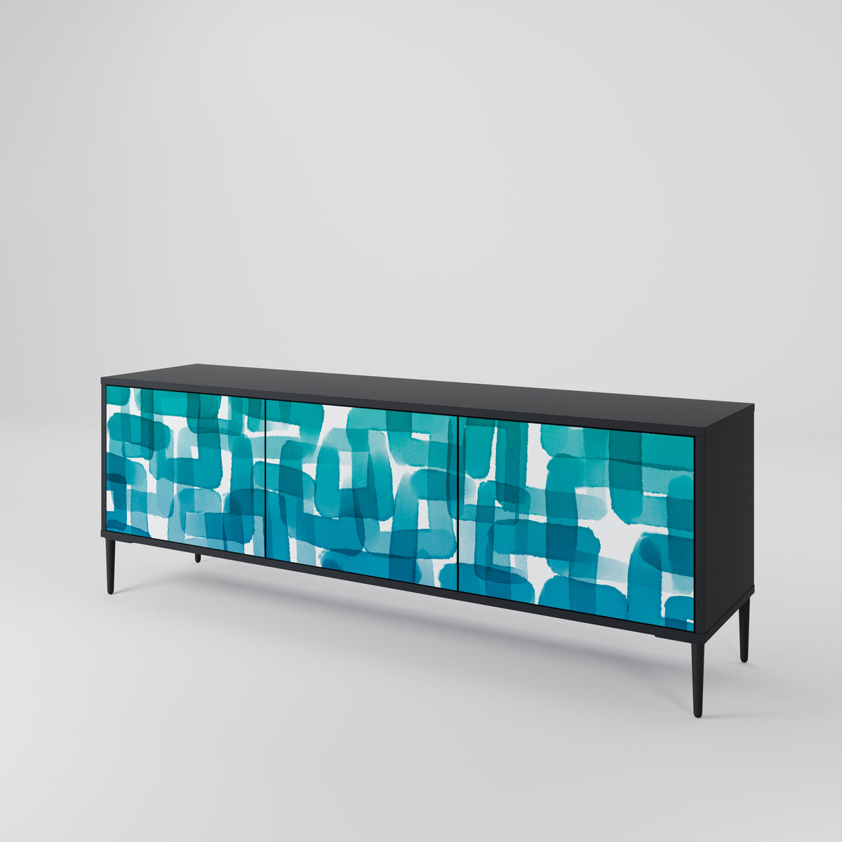 TURQUOISE RECTANGLES TV-bänk med 3 dörrar