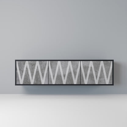 SOLID ZIG ZAG 3-dörrars TV-bänk i svart finish